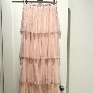 Maxi Tiered Tulle Skirt with Foil Dot